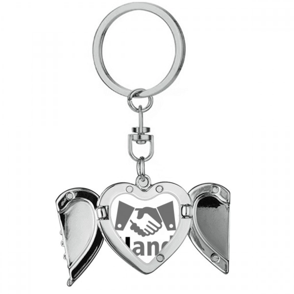 handshake communication co combination heart angel wing key chain holder