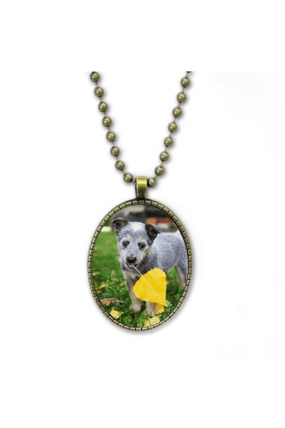 handsome puppy pet photography picture necklace vintage chain bead pendant jewelry collection
