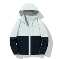 thumbnail image 1 of Trushoes Women's Plus Size 2XL Nylon Jacket - Hooded Full Zip, Windproof Water Resistant, Color Block 3-Season Outdoor Everyday Wear, Gray, 1 of 3