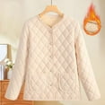 thumbnail image 1 of Trushoes Women's Plus Size Quilted Jacket - 3XL Beige, Fleece Lined, Stretchy, Warm, Button Front with Pockets, Lightweight for Loungewear & Casual Outings, 1 of 3
