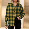 thumbnail image 1 of Trushoes Women's Yellow Plaid Shirt - 2XL Plus Size, Oversized Polyester Shacket, Wrinkle Resistant for Spring Fall Layering, 1 of 7