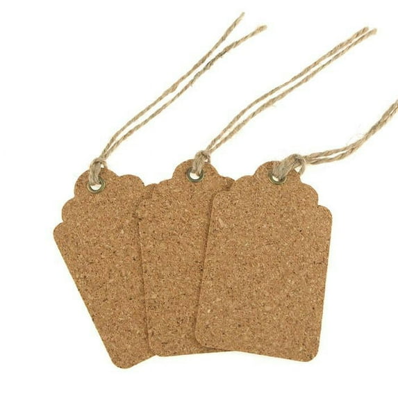 Hanging Cork Tags, Scalloped, 3-1/2-inch, 3-Piece