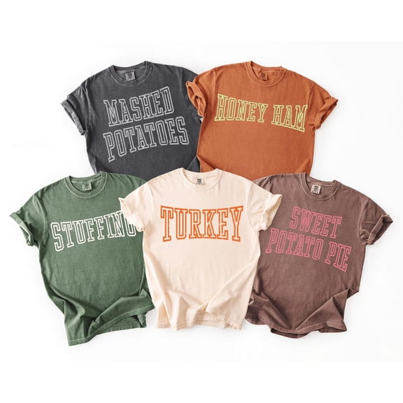 hanksgiving Dinner Food Shirt,Cute Matching Family Holiday Tee,Funny Turkey Stuffing Pumpkin Pie Top