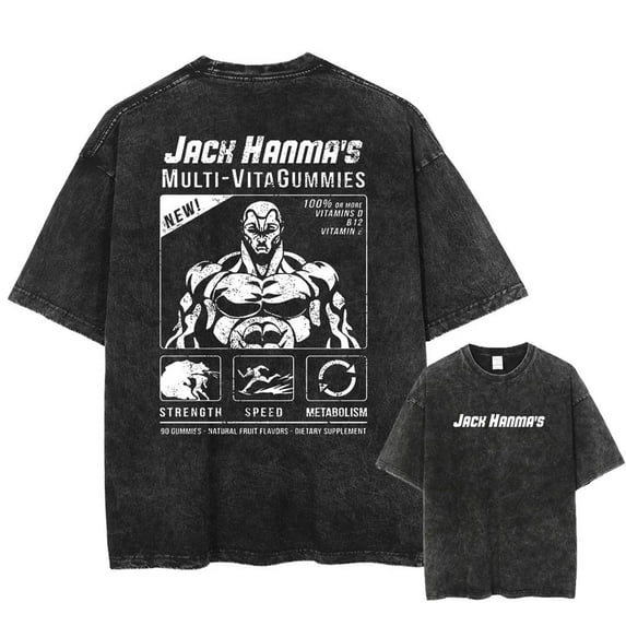 hanma baki t-shirt short sleeve anime men's and women's summer retro breathable loose black XS-3XL