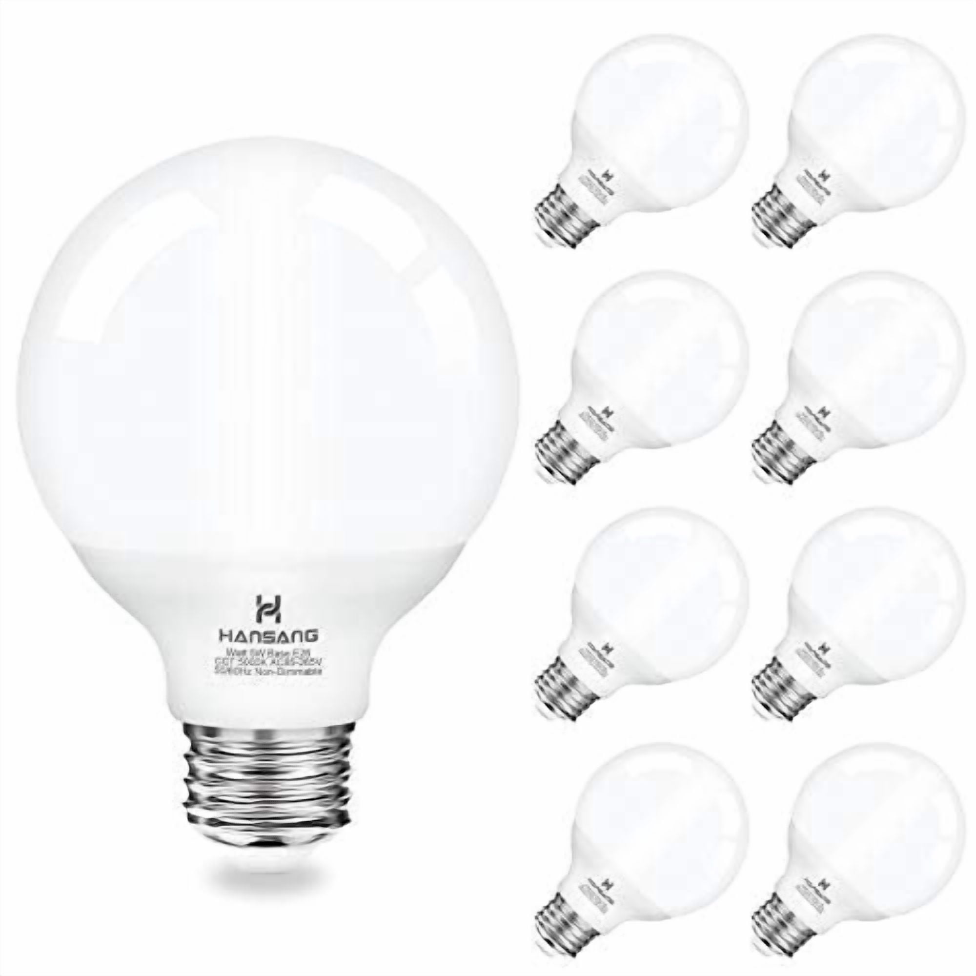 Vanity Light Bulb 5000K Daylight 8 Pack G25 LED Globe Light Bulb for ...