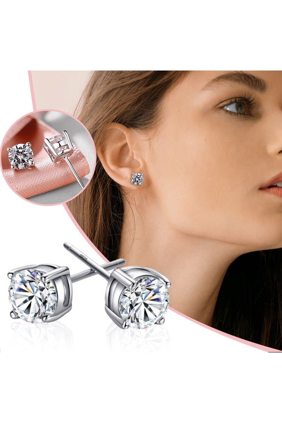 fashion zircon temperament s925 silver needle earrings simple ear studs female Rhinestone earrings sterling silver jewelry