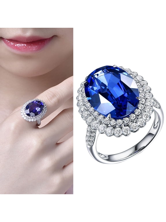 imitation dark blue tanzanites colored gemstone open ring cluster set zircon ring