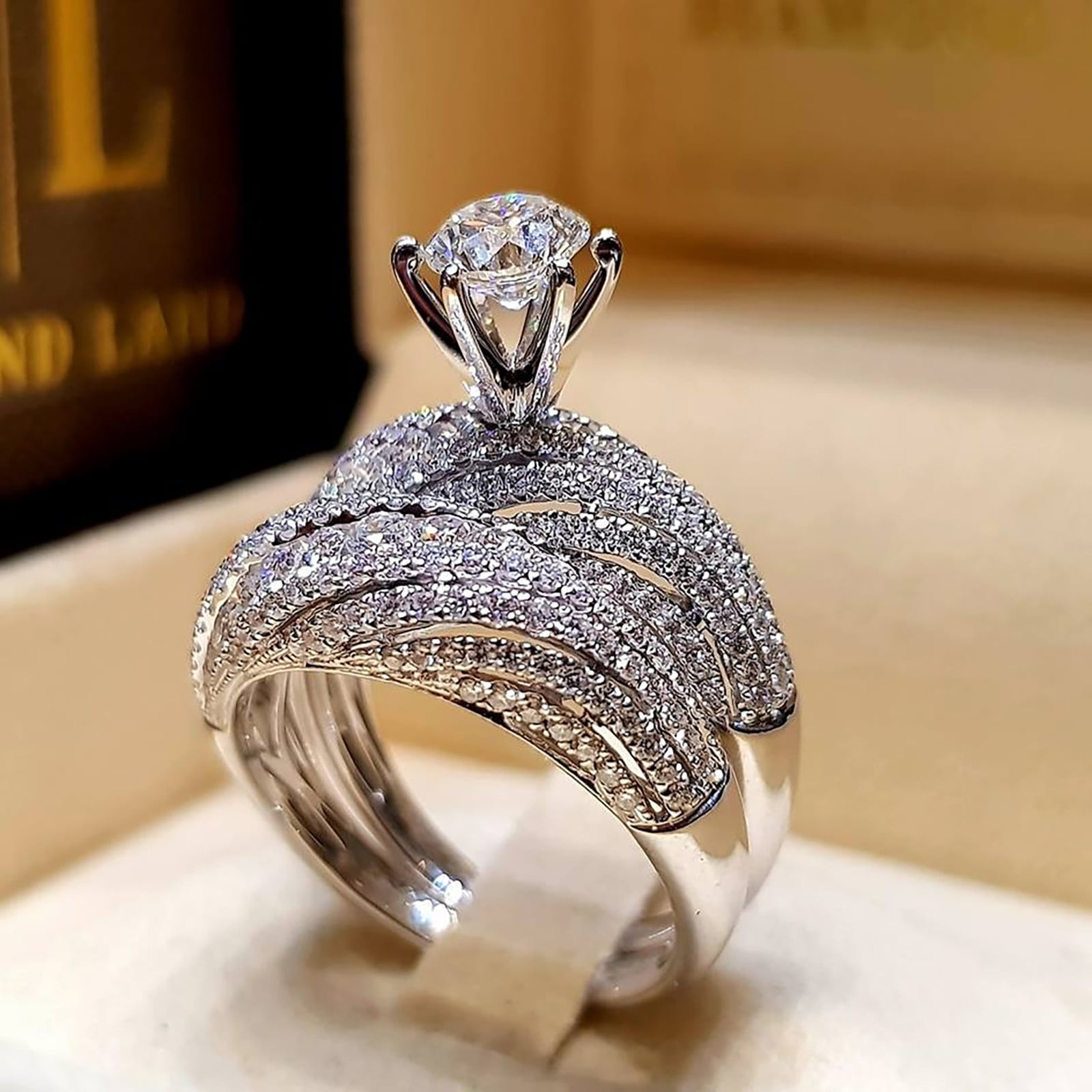 hanxiulin ladies sparkling diamond full diamond double diamond set