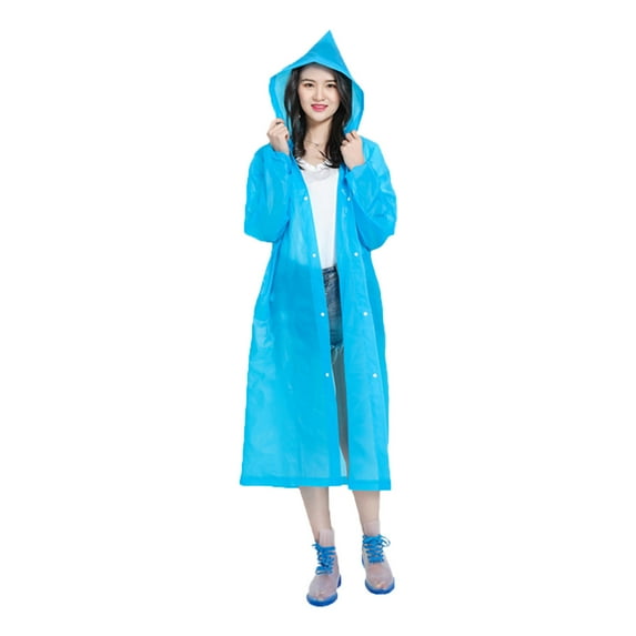 hanxiulin raincoat waterproof rain coat poncho long rain jackets lightweight with drawstring hood for men women , blue 2 pack