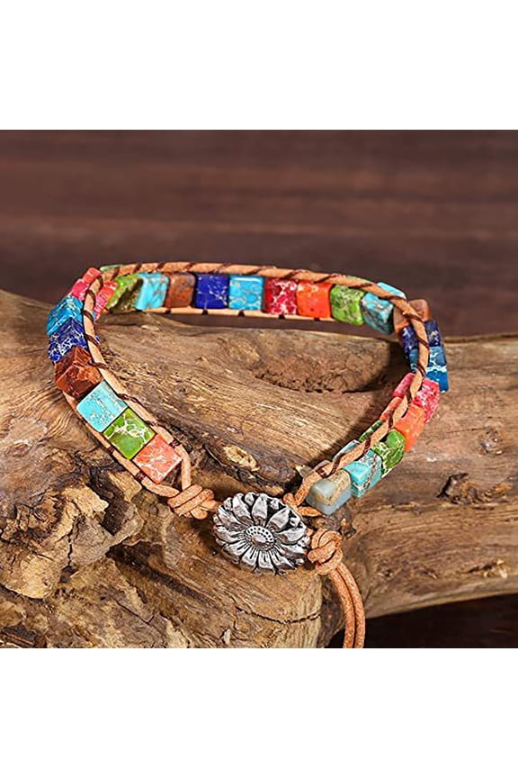 stone bracelets handmade natural stone bracelet with sunflower women jewelry gifts