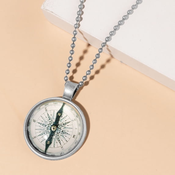 hanxiulin unisex vintage compass charm necklace two color clavicle chain necklace