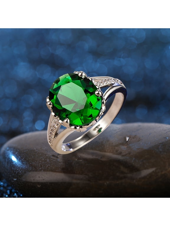 women Rhinestone green zirconia ring ladies jewelry engaged ring