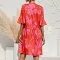 thumbnail image 1 of hanxiulin women summer dresses v-neck bell sleeve t-shirt dress ruffles casual mini female dress, 1 of 7
