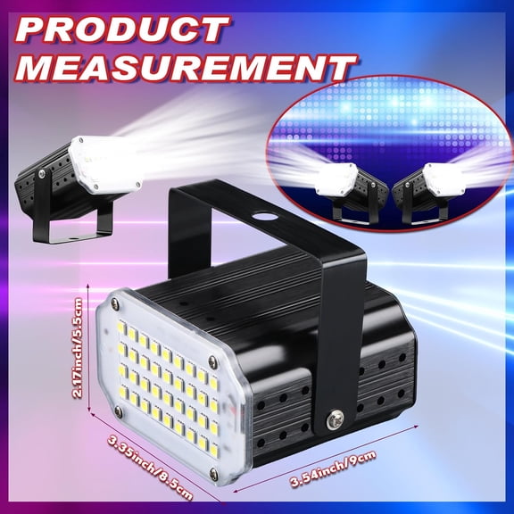 haoqian 6 Pack White LED Halloween Strobe Light Mini Strobe Lamp Sound Activated and Flash Speed Control Party Light 36 LED DJ Disco Light for Party Stage Club KTV Karaoke Bar Halloween Decoration