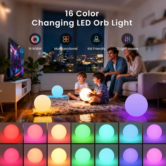 haoqian 6-inch LED Light Ball, Rechargeable Nursery Night Light, Hangable