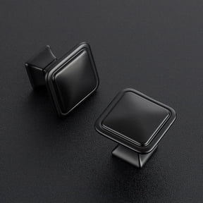 haoqian Solid Single Hole Square Cabinet Knobs, Matte Black, 10 Pack