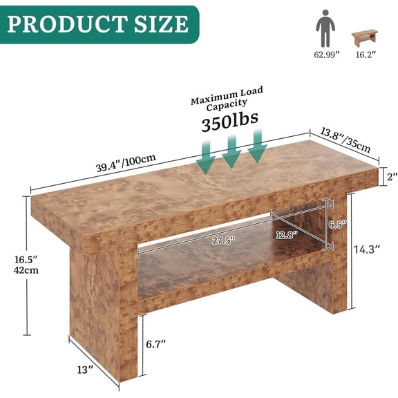 haoqianqian 39.4" Entryway Bench with Motion-Sensing Warm LED Light