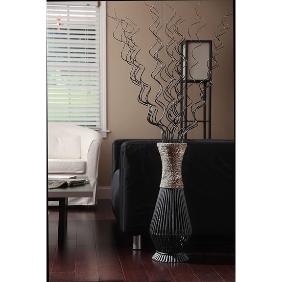 haoqianqian Tall Bamboo Wood Floor Vase 26" High. Ideal Gift for Wedding, Special Occasions, Home Office, Spa, Reiki, Organic/Natural Settings, Dried Floral Arrangements P1