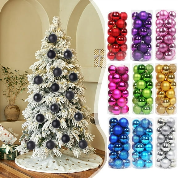 haozzaw 24Pcs Christmas Tree Balls Ornaments for Xmas Christmas Tree 30mm/1.18" Shatterproof Christmas Tree Decorations Hanging Ball for Holiday Wedding Party Christmas Decorations Clearance