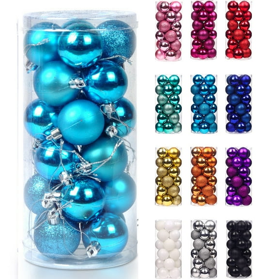 haozzaw 24Pcs Christmas Tree Balls Ornaments for Xmas Christmas Tree 30mm/1.18" Shatterproof Christmas Tree Decorations Hanging Ball for Holiday Wedding Party Christmas Decorations