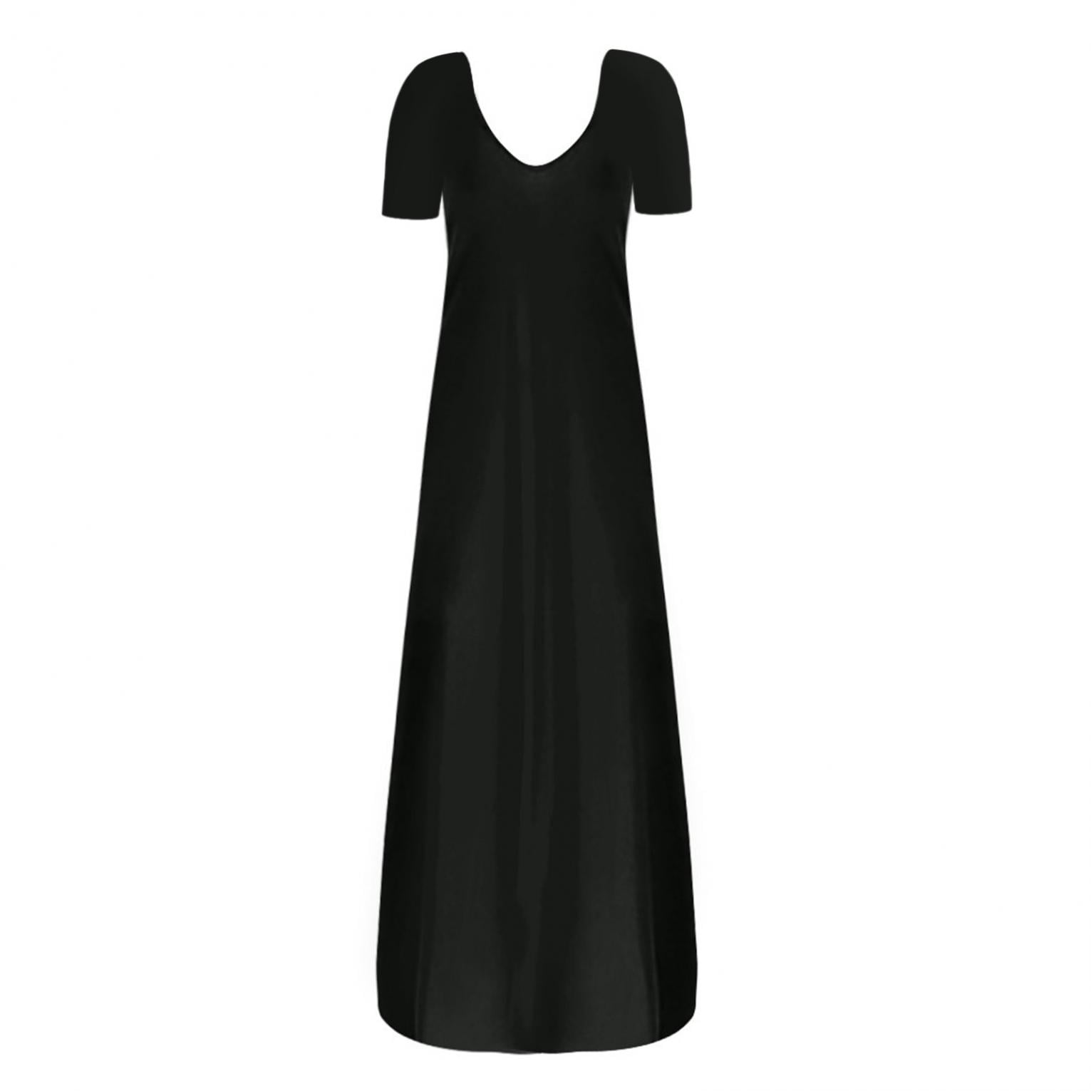 haozzaw Women's Summer Dress Plus Size Deep V-Neck Standard-Fit Short ...