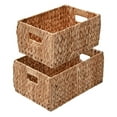 thumbnail image 1 of happimess Leif Rustic Minimalist Hand-Woven Hyacinth Nesting Baskets with Handles, Natural (Set of 2), BSK1008A-2SET, 1 of 9