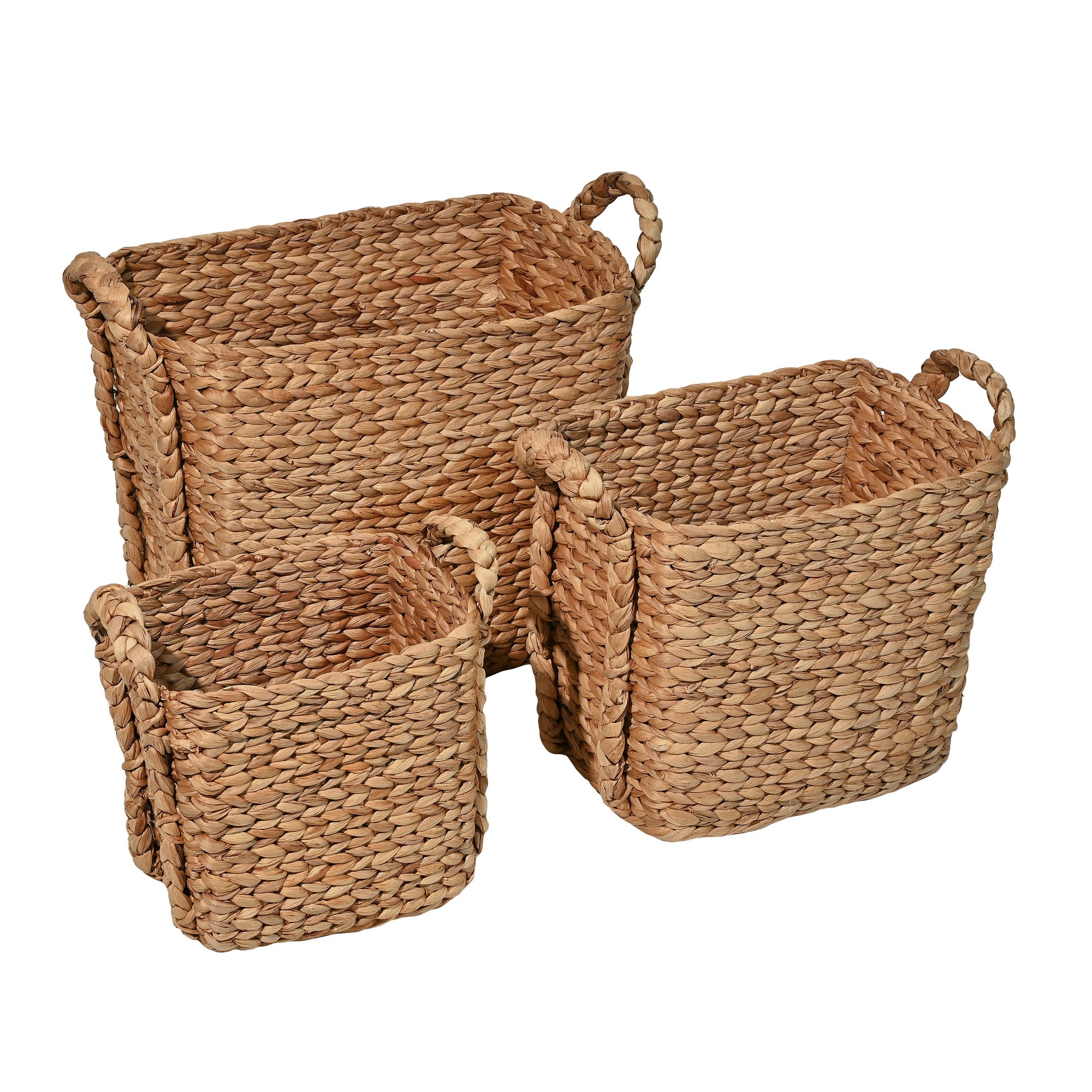 Happimess Parker Set 3 Vassoi Portatutto Rettangolari In Resina Intrecciata - Stile Cottage, Marrone Naturale, Per Bagno E Soggiorno