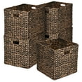 thumbnail image 1 of happimess BSK2003B-SET5 Bryce 12.6" Classic Farmhouse Handwoven Hyacinth Collapsible Storage Cube Baskets with Handles, Brown (Set of 5), 1 of 7