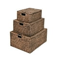 thumbnail image 1 of happimess BSK2006B-3SET Brooks Classic Farmhouse Woven Hyacinth Rectangular Storage Baskets with Lids and Handles, Brown (Set of 3), 1 of 7