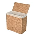 thumbnail image 1 of happimess BSK2009A Sawyer 24" Classic Farmhouse Handwoven Hyacinth 2-Section Collapsible Laundry Hamper with Washable Liner, Handles, and Lid, Natural, 1 of 8