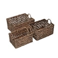 thumbnail image 1 of happimess Quinn Bohemian Cottage Woven Hyacinth Rectangular Storage Baskets with Handles, Brown (Set of 3), BSK2010B-3SET, 1 of 7