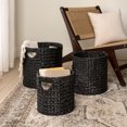 thumbnail image 1 of happimess BSK2011C-3SET Avery Bohemian Cottage Handwoven Hyacinth Cylinder Nesting Baskets with Handles, Black (Set of 3), 1 of 6
