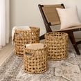 thumbnail image 1 of happimess BSK2033A-3SET Lasuna Coastal Bohemian Water Hyacinth Handwoven Checker Weave Nesting Baskets with Handles, Natural (Set of 3), 1 of 6
