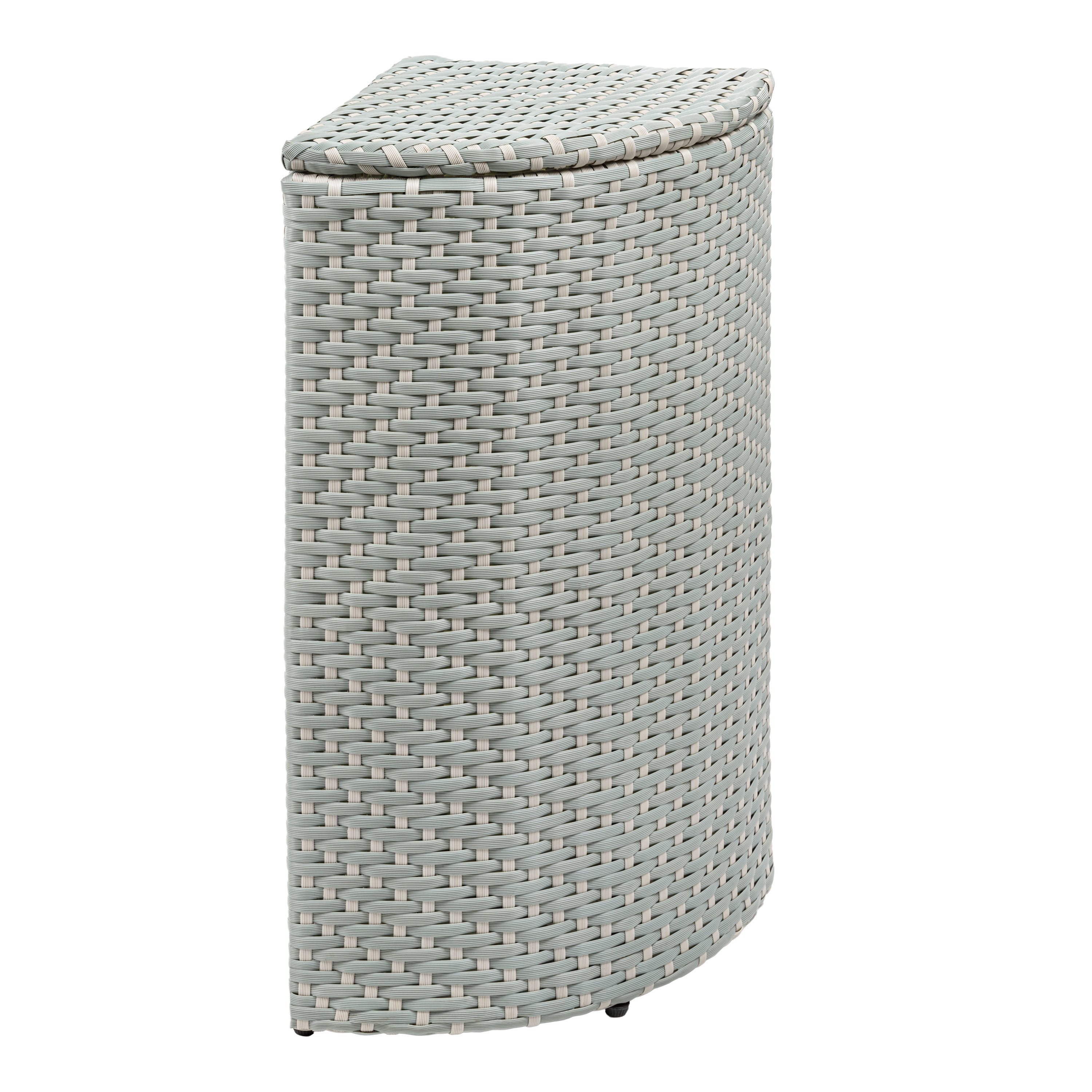 Mint Blue and White Plastic Corner Outdoor Trash Can