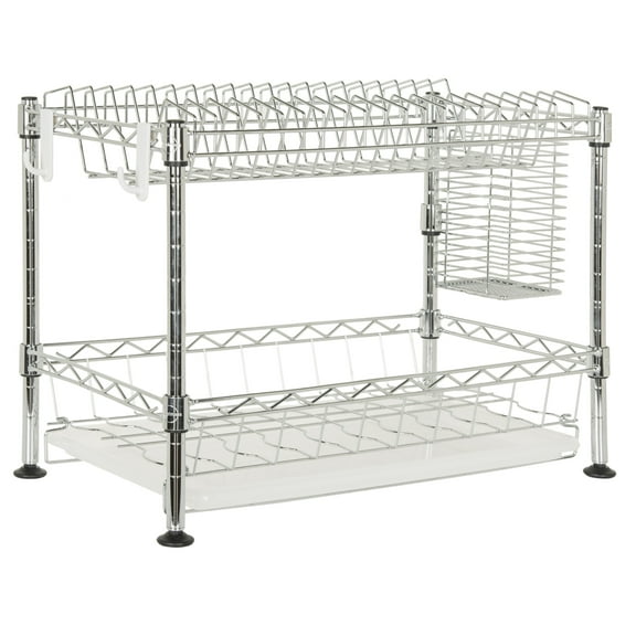 happimess DSH1002A Brooklyn 24" Adjustable Dish Rack, Chrome