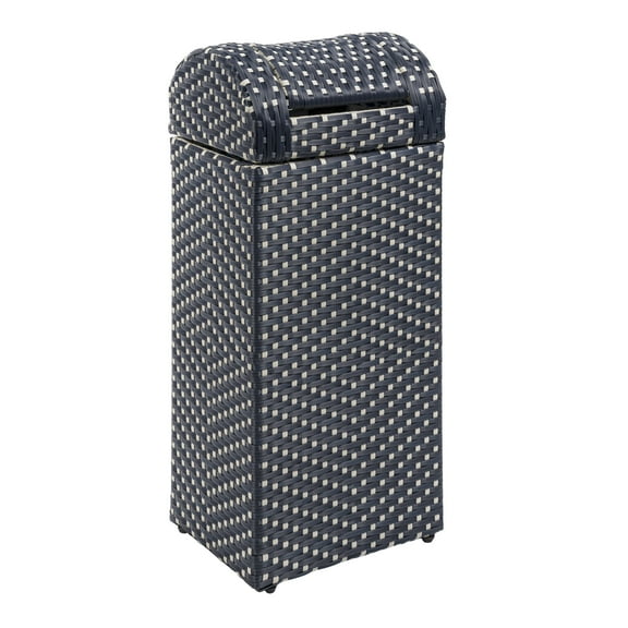 happimess Darla 14.27-Gallon All-Weather Wicker/Metal Swing Top Hideaway Outdoor Trash Can for Package Delivery, Patio Furniture, Cushions, Gardening Tools, Pool Supplies, Navy/White, HPM1201B