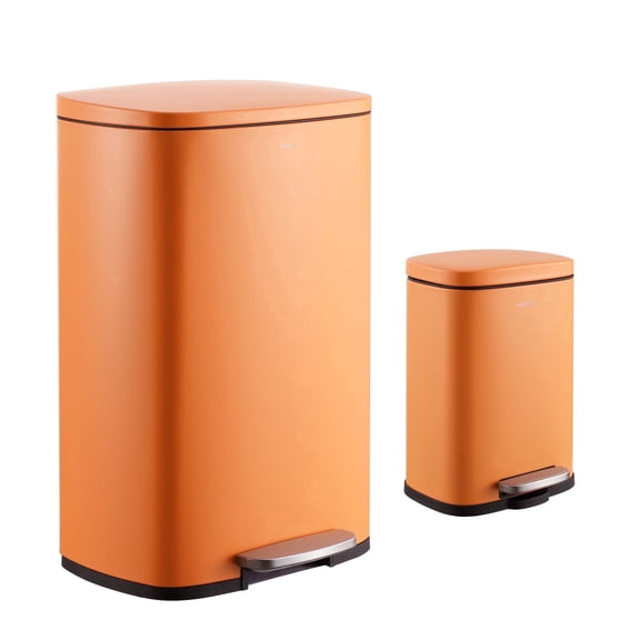 happimess Connor Rectangular 13.2-Gallon Trash Can with Soft-Close Lid and FREE Mini Trash Can, Carrot Cake, HPM1006K