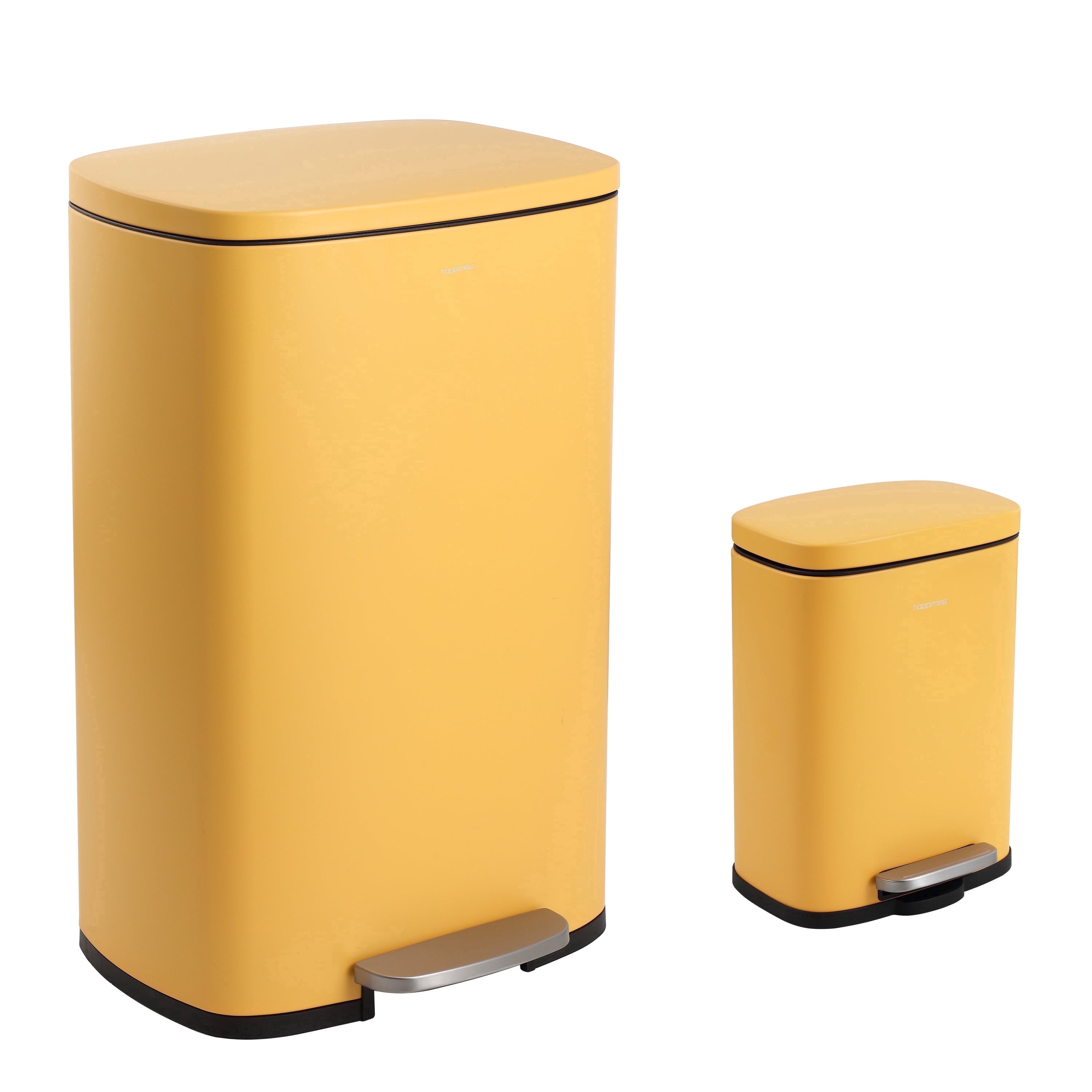 happimess Connor Rectangular 13.2-Gallon Trash Can with Soft-Close Lid and FREE Mini Trash Can, Daffodil Yellow, HPM1006L