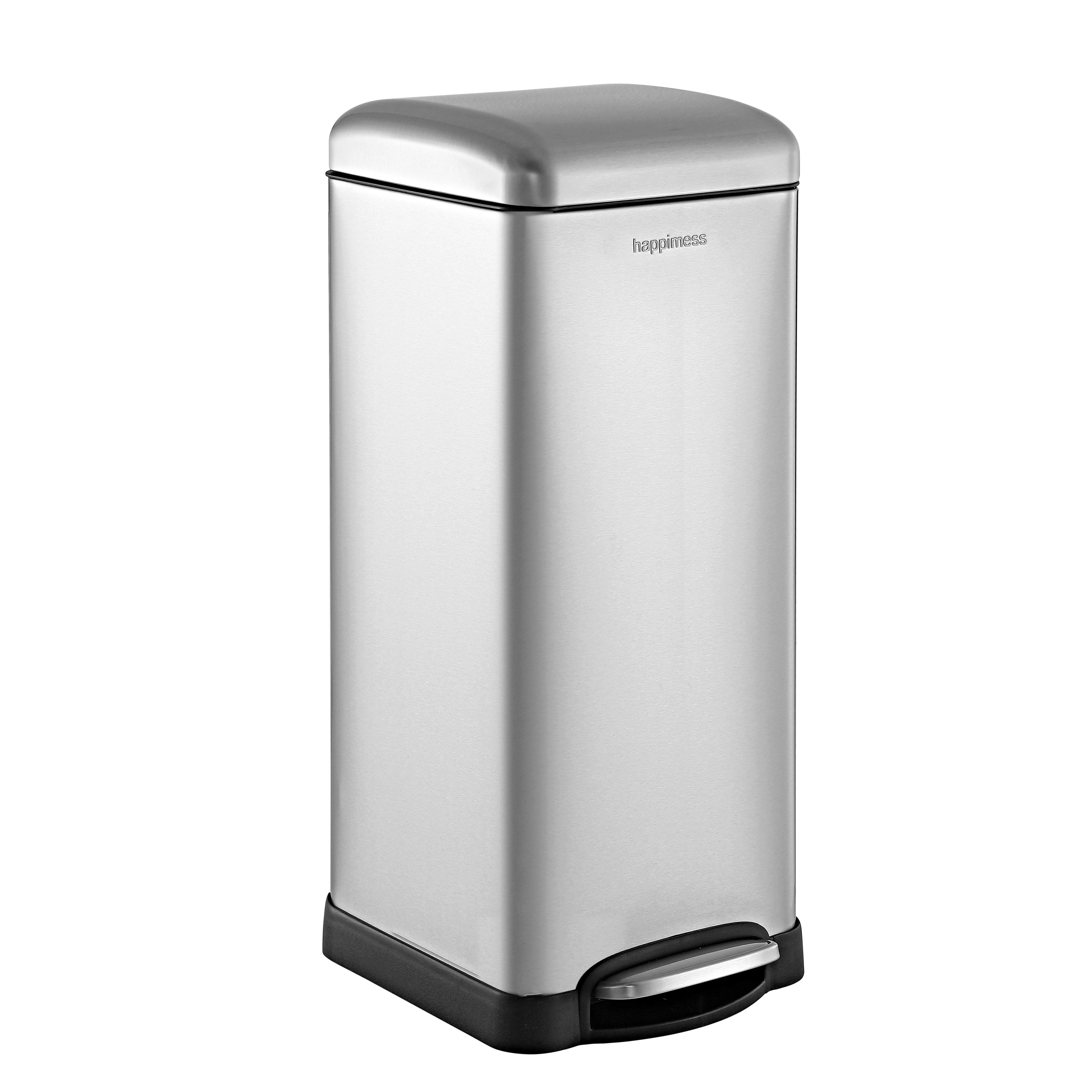 happimess Betty Retro 8-Gallon Step-Open Trash Can, Platinum