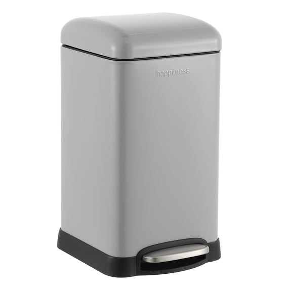 happimess Betty Retro Mini 3.2-Gallon Step-Open Trash Can, Gloss Gray, HPM1012E