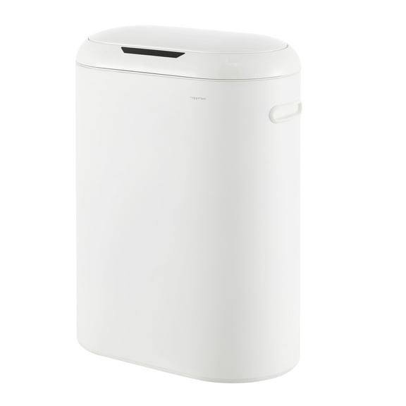 happimess Robo Kitchen 13.2-Gallon Slim Oval Motion Sensor Touchless Trash Can with Touch Mode, Cotton White, HPM1016C