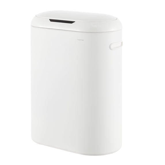 happimess Robo Kitchen 13.2-Gallon Slim Oval Motion Sensor Touchless Trash Can with Touch Mode, Cotton White, HPM1016C