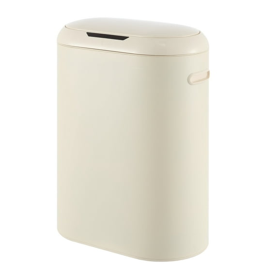 happimess Robo Kitchen 13.2-Gallon Slim Oval Motion Sensor Touchless Trash Can with Touch Mode, Limestone Beige, HPM1016D
