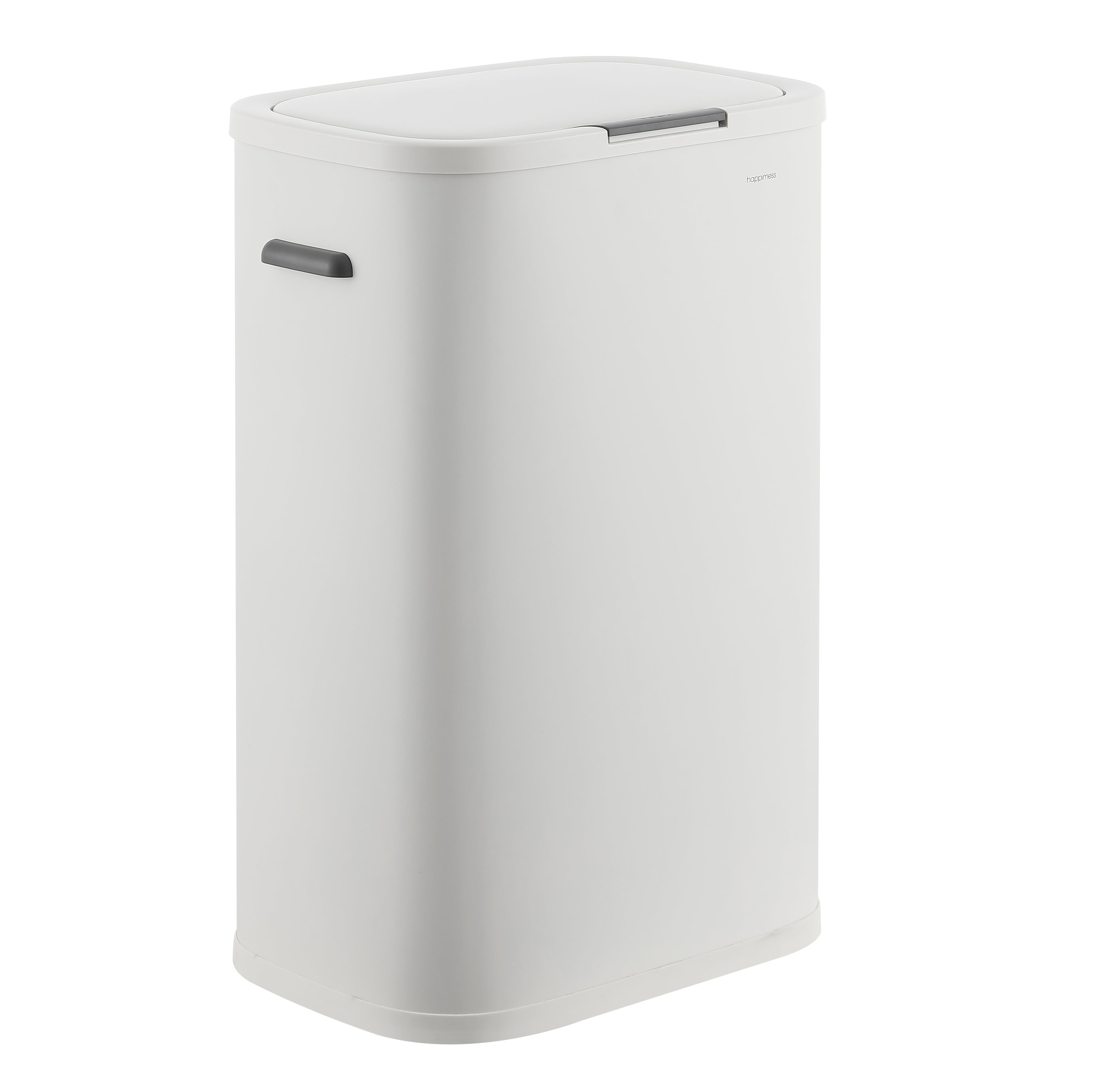 Tammi 14.5-Gallon Cotton White Metal Push Button Trash Can