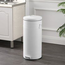 happimess Theo Retro 8-Gallon Step Trash Can with Soft-Close Lid and FREE Mini Trash Can, Cotton White, HPM1018A