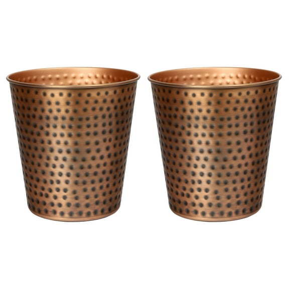 happimess Axel Modern Minimalist Hammered Steel 2 Gal Waste Bin, Antique Copper (Set of 2), HPM1110B-SET2