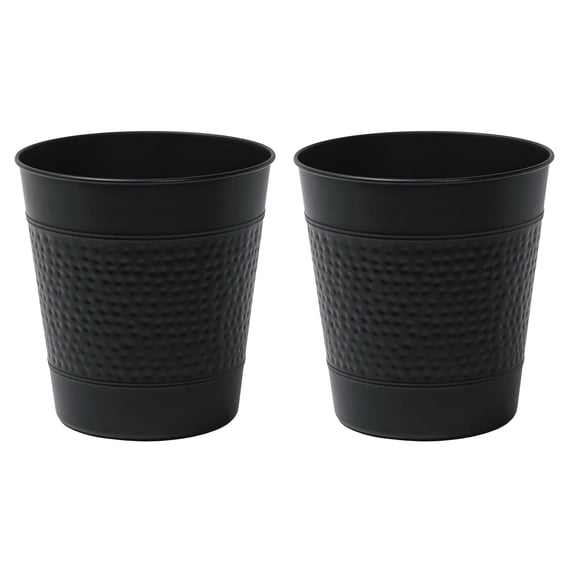 happimess Riley Modern Classic Hammered Steel Accent 2 Gal Waste Bin, Matte Black (Set of 2), HPM1111A-SET2