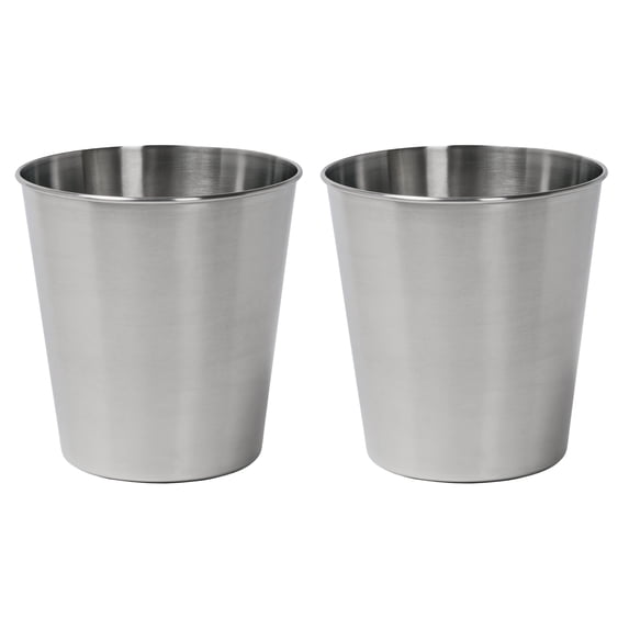 happimess Nolan Modern Classic Smooth Steel 2 Gal Waste Bin, Brushed Steel (Set of 2), HPM1113C-SET2