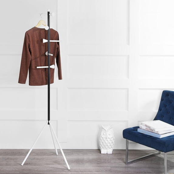happimess Aiden 70.4" 5-Hook Metal Coat Rack, Black/White