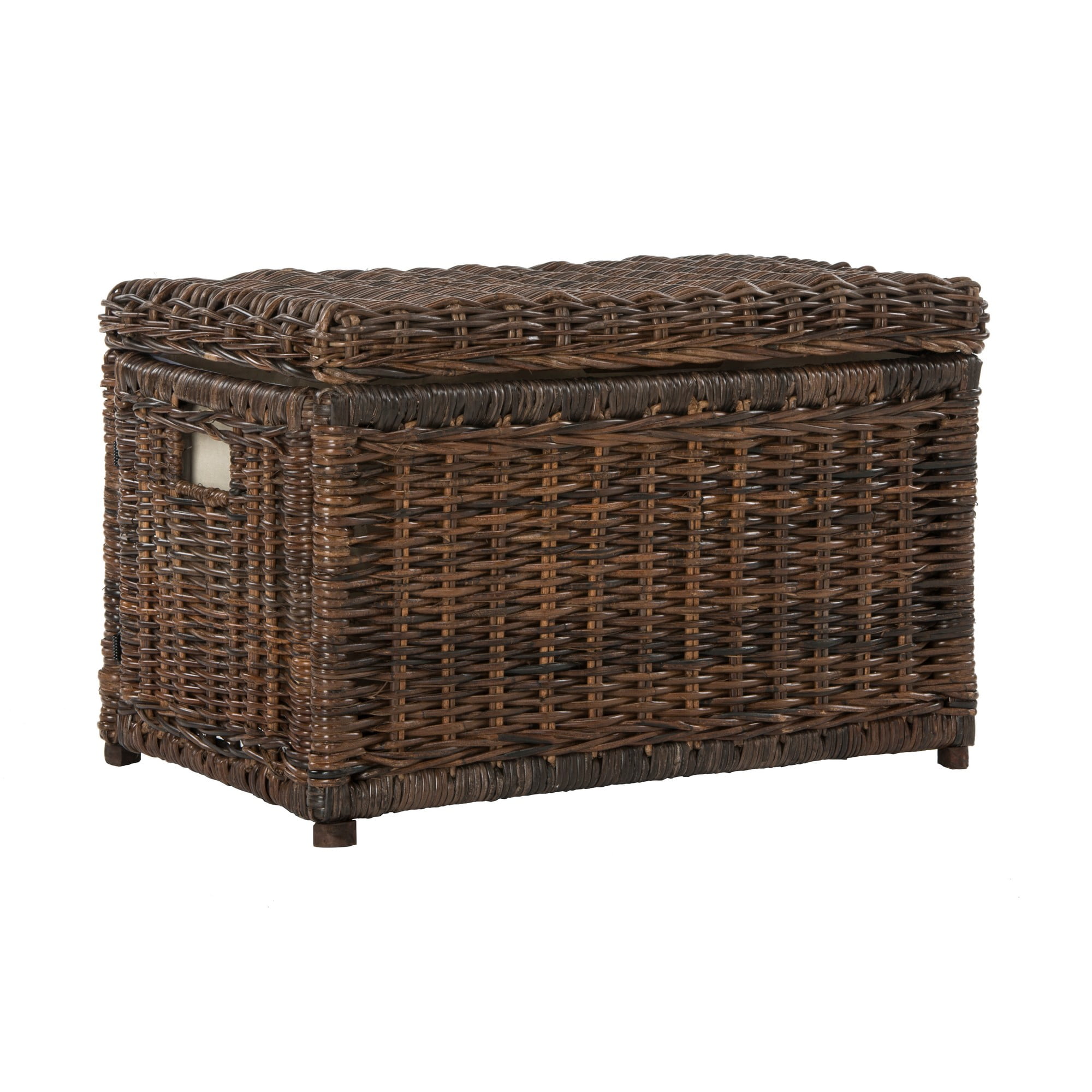 Elijah 30" Chestnut Brown Wicker Storage Trunk with Removable Lid